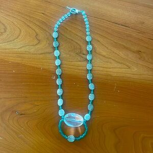 Silver and teal necklace